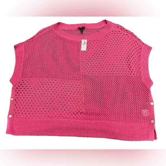 Talbots Pink Open Stitch Poncho Sweater Womens Size Medium/Large Linen Blend NWT - Picture 5 of 12